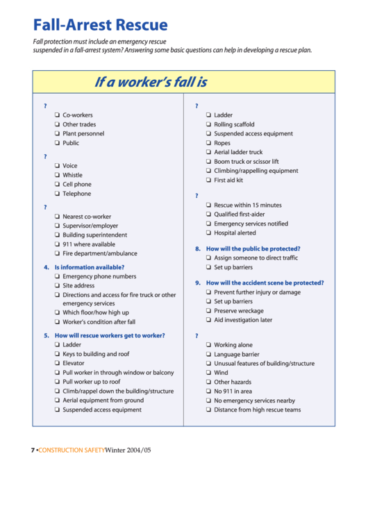 Fall Arrest Emergency Rescue Plan Template Printable Pdf Download