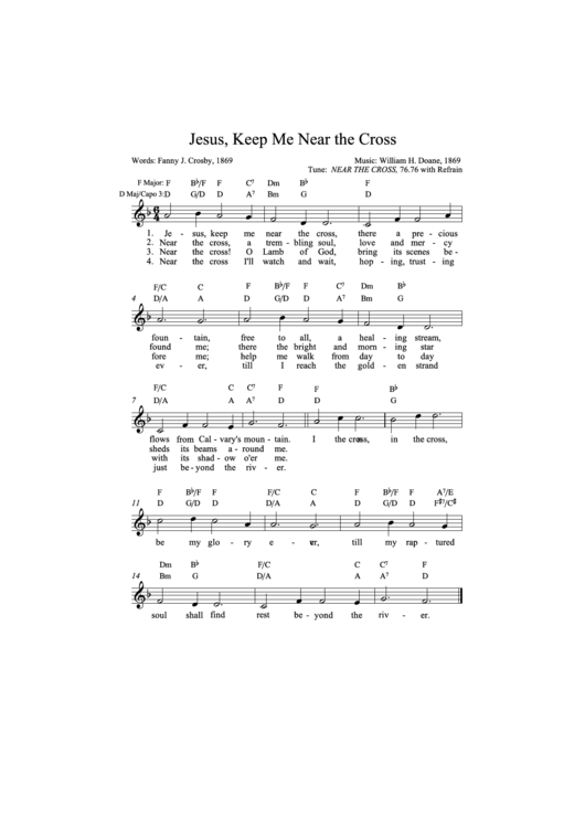 Jesus, Keep Me Near The Cross - Fanny J. Crosby, 1869 Printable pdf