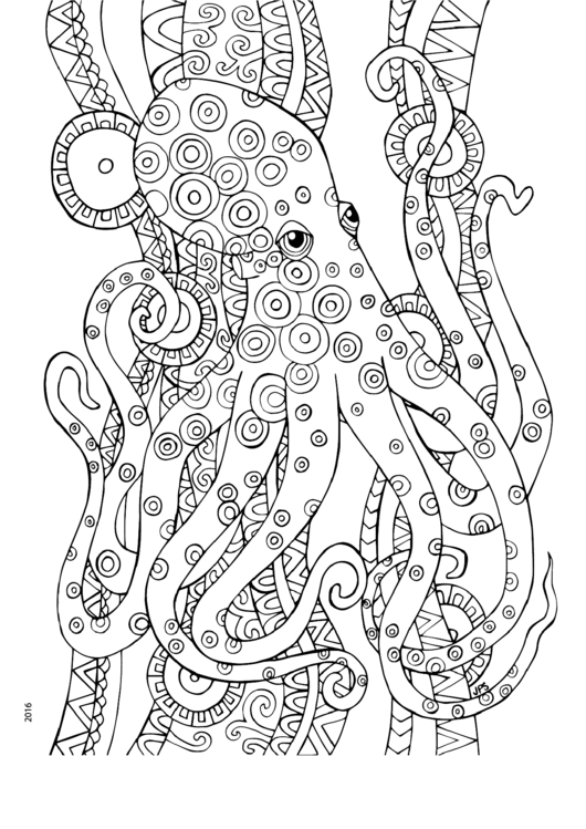 Octopus Meditative Coloring Sheet Printable pdf