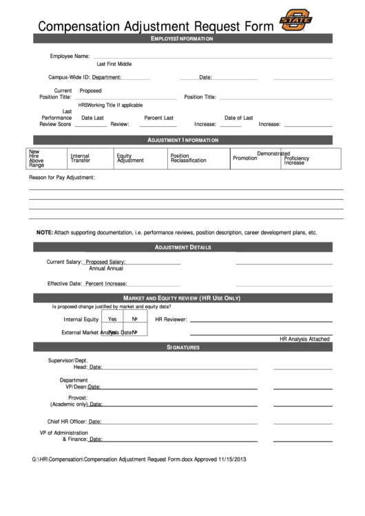 Compensation Adjustment Request Form