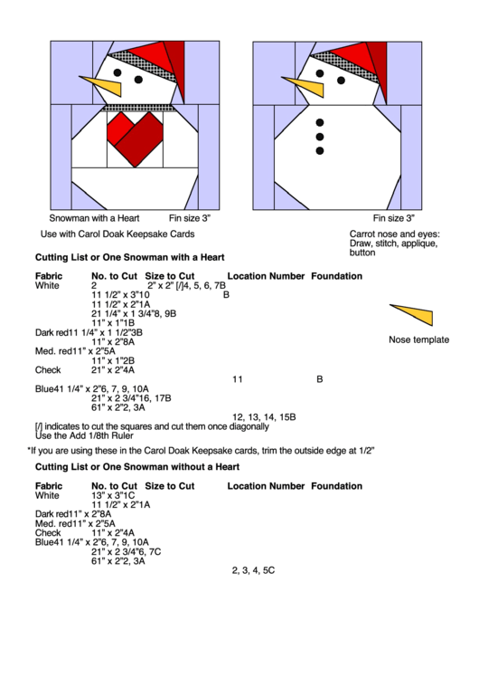 Snowman With A Red Heat Cut-out Template