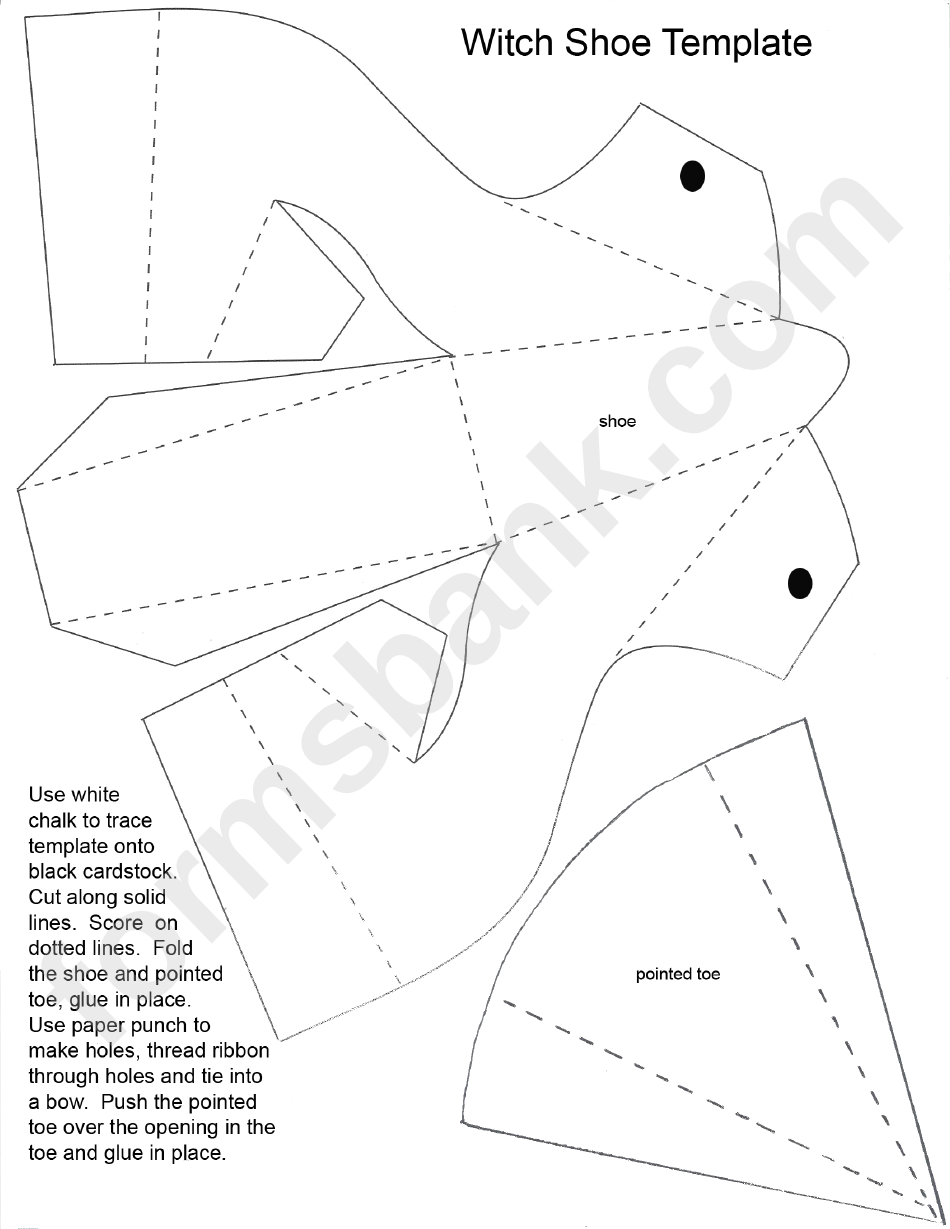 Foldable Witch Shoe Template Printable Pdf Download