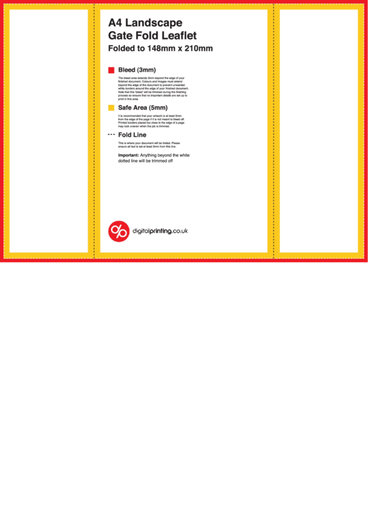 Folded Leaflet Template - A4, Landscape, Gate Fold Printable pdf