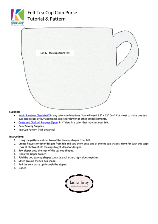 Tea Cup Tutorial And Pattern Printable pdf