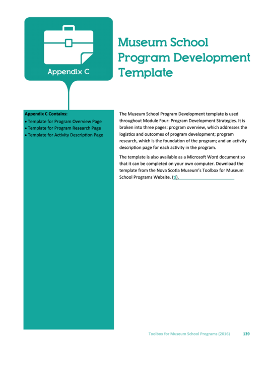 Museum School Program Development Template Printable pdf