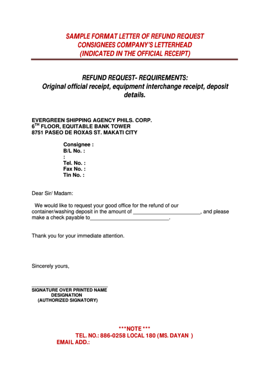 Refund Receipt Template