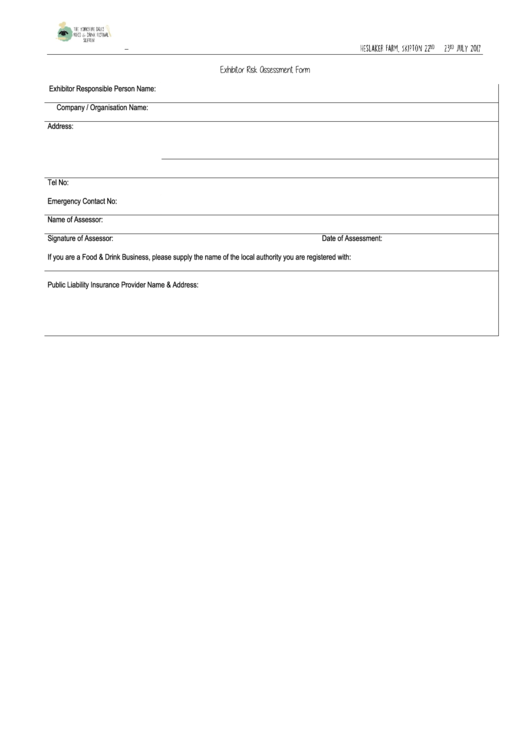 Risk Assessment Template Printable pdf