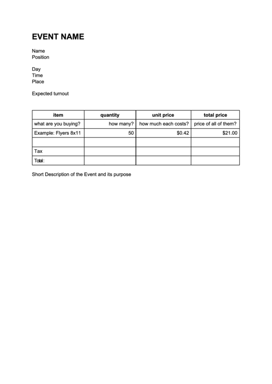 Line Item Budget Template Printable pdf