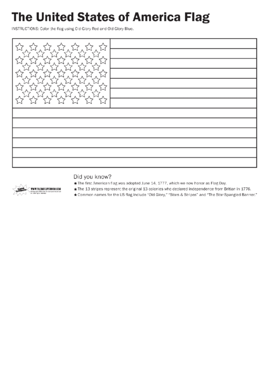 The United States Of America Flag Coloring Page Printable pdf