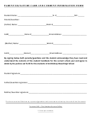 Parent Signature Card And Current Information Form -
