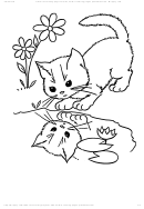 Little Cat Coloring Page For Kids