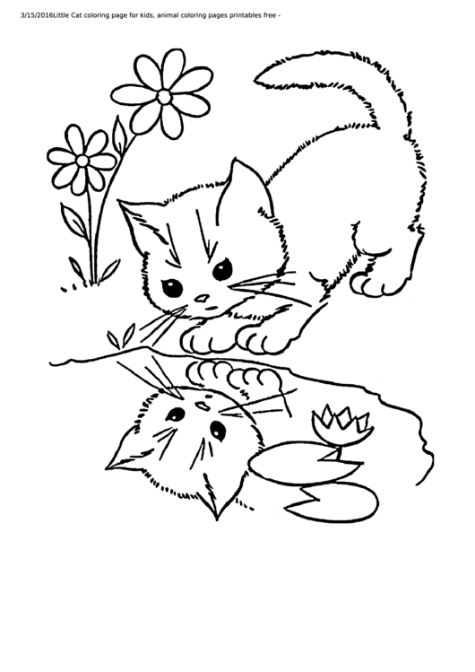 Little Cat Coloring Page For Kids