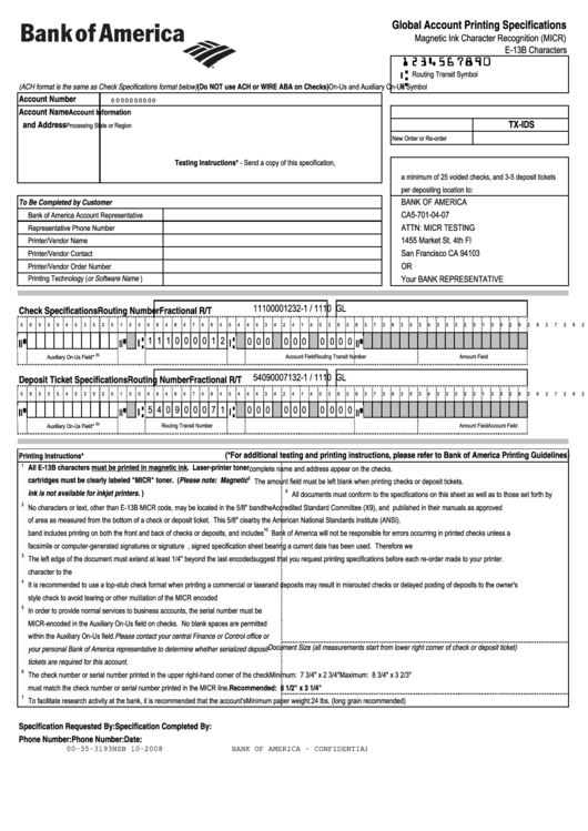 Fillable Global Account Printing Specifications Template Magnetic Ink 