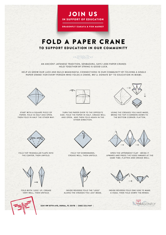 Fold A Paper Crane Instruction Printable pdf