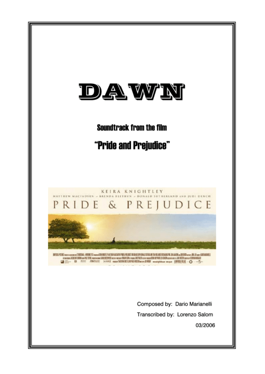 Dawn From "Pride And Prejudice" Printable pdf