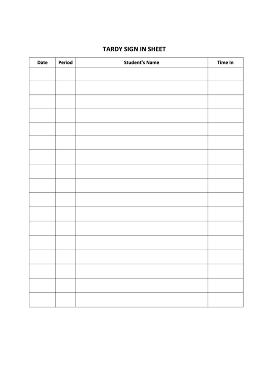 Tardy Sign In Sheet Template