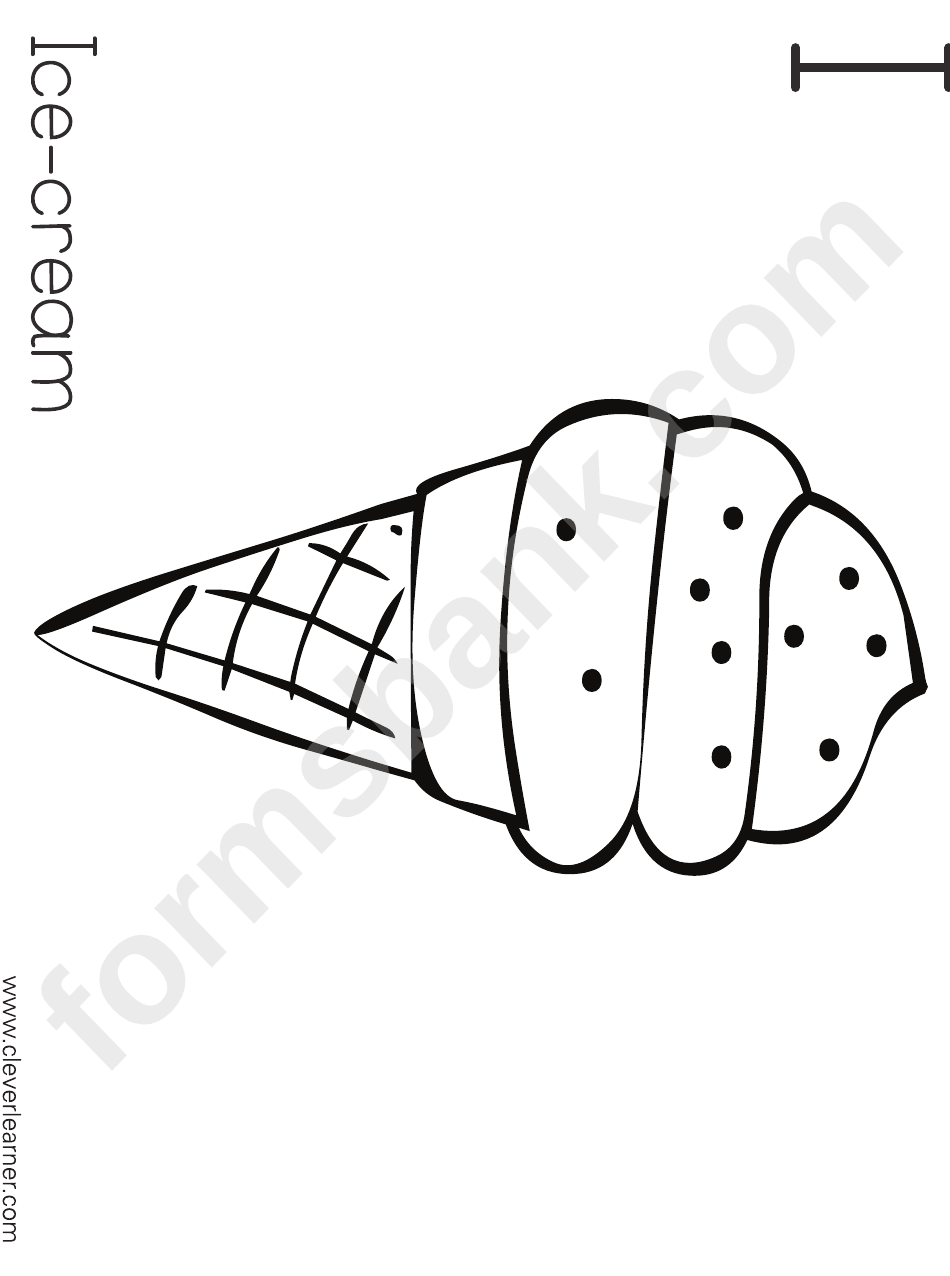 I Is For Ice-Cream Coloring Page
