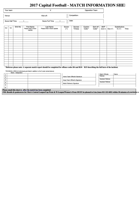 Match Information Sheet Printable Pdf Download