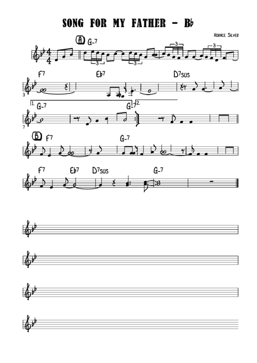 Song For My Father - Bb (Horace Silver) Printable pdf