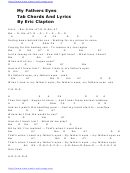 My Fathers Eyes - Tab Chords And Lyrics By Eric Clapton