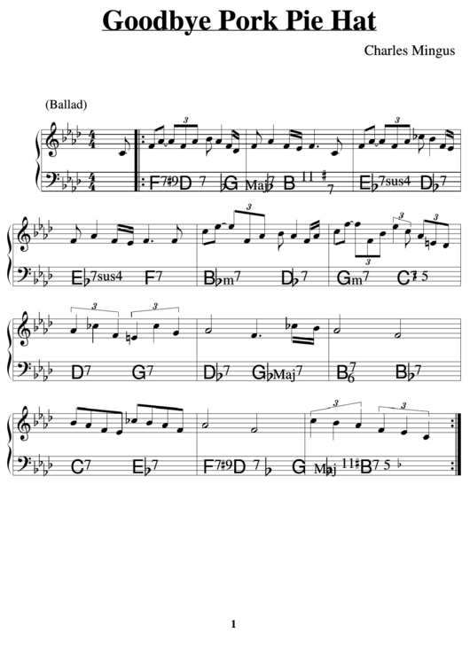 Goodbye Pork Pie Hat (Sheet Music) - Charles Mingus Printable pdf