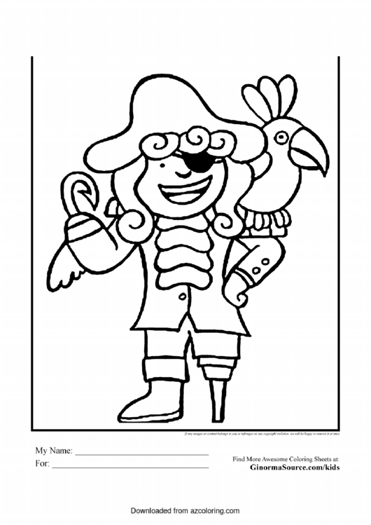 Pirate Coloring Sheet Printable pdf
