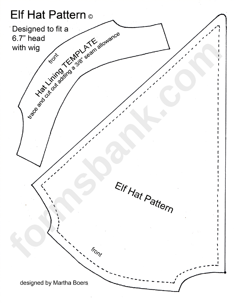 Elf Hat Pattern printable pdf download