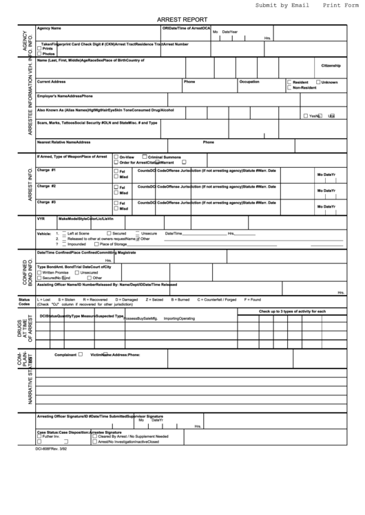 Fillable Arrest Report Template Printable pdf