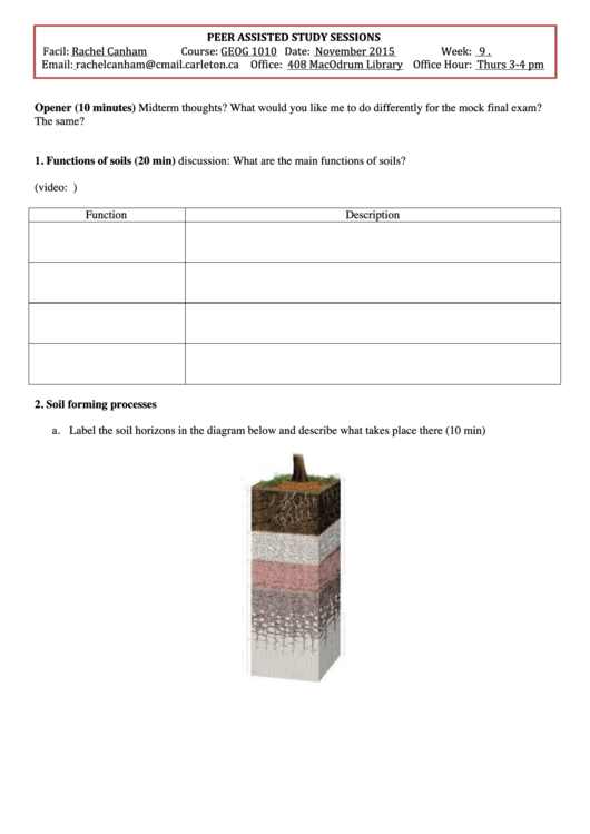 Soil Formation Worksheet Printable pdf