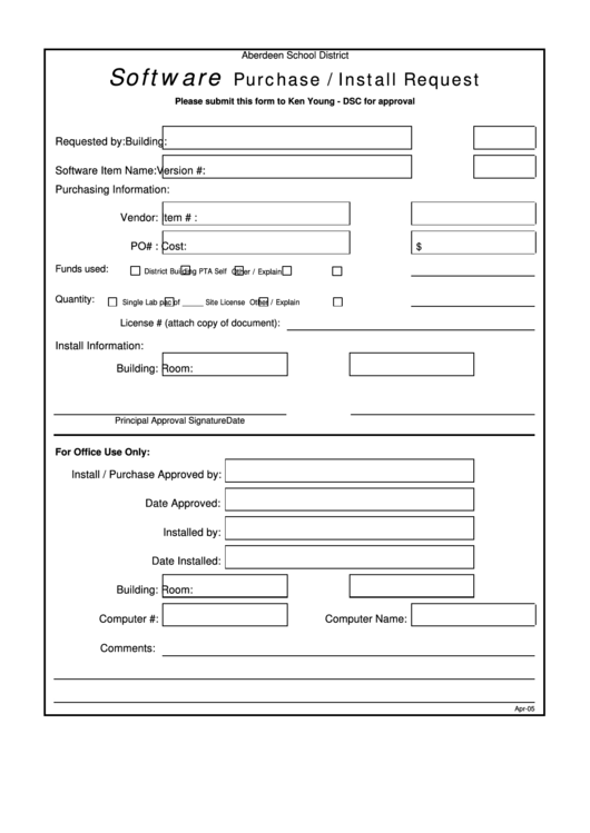 Software Purchase / Install Request Printable pdf