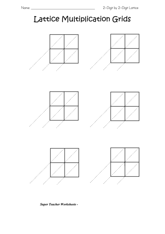 Lattice Multiplication Grids Template Printable pdf