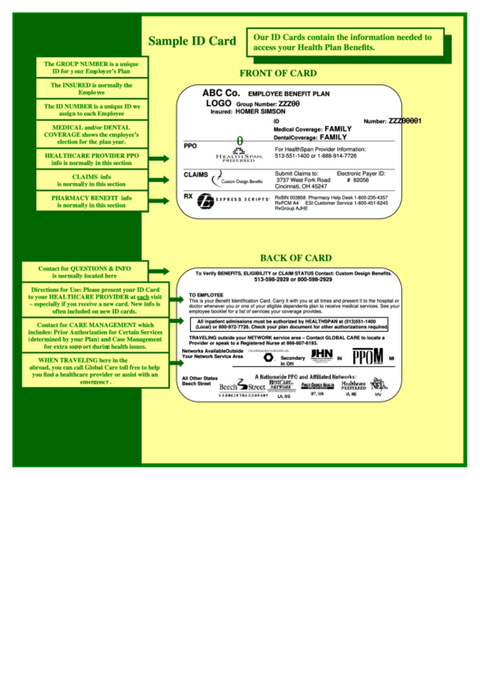 Sample Employee Id Card Template Printable pdf