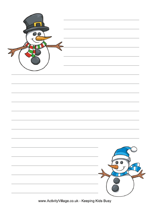 Snowman Writing Paper - Lined Printable pdf