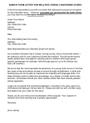 Sample Form Letter Of Support For Relative, Friend, Concerned Citizen