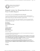 Sample Letter For Disputing Errors On Your Credit Report