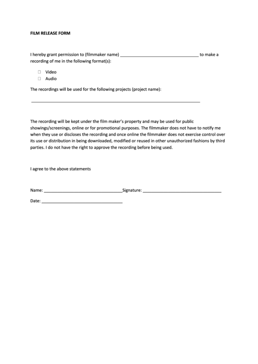 Film Release Form