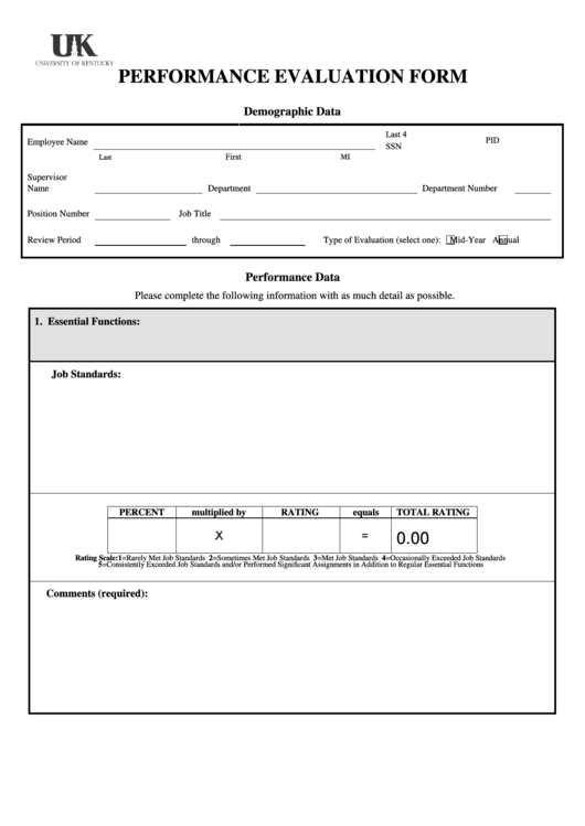 Fillable Performance Evaluation Form Printable pdf