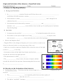 Origin And Formation Of The Universe Worksheet
