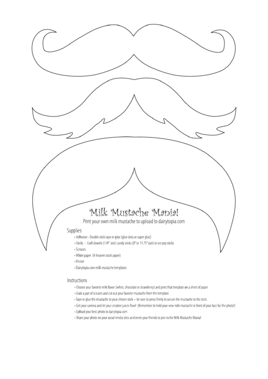 Blank, Brown And Pink Mustache Templates With Instructions Printable pdf