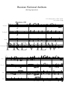 Russian National Anthem (string Quartet) A.v. Aleksandrov (1883-1946)