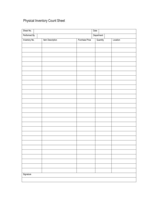 Physical Inventory Count Sheet