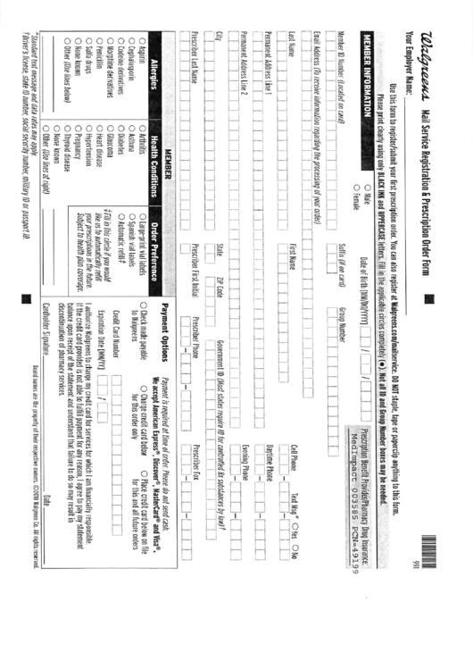 Walgreens Mail Order Rx Form Printable pdf