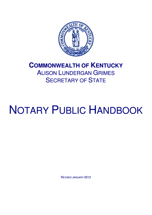 Kentucky Notary Public Handbook And Forms printable pdf download
