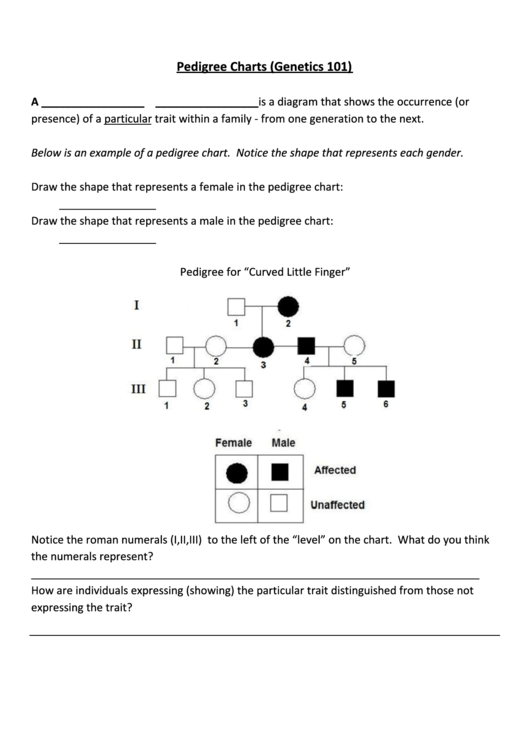 Pedigree Charts (Genetics 101) Printable pdf
