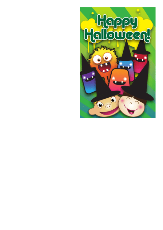Happy Halloween Kids Monster Card Template Printable pdf