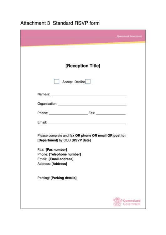 Standard Rsvp Form Printable pdf