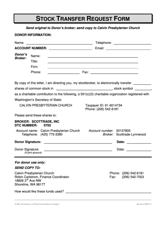 Stock Transfer Request Form Printable pdf