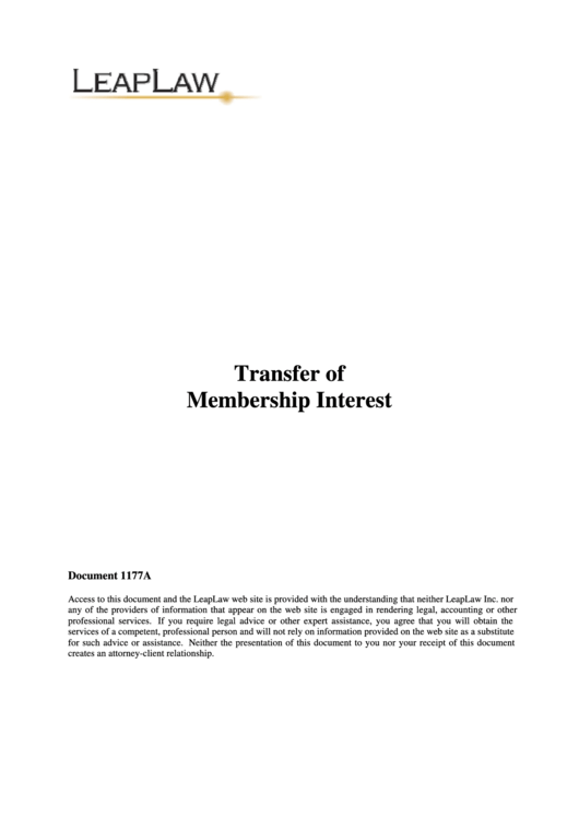 Assignment Of Membership Interests Printable pdf
