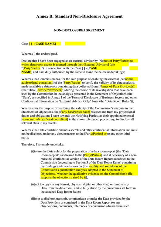Non-Disclosure Agreement Printable pdf