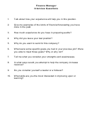 Finance Manager Interview Questions